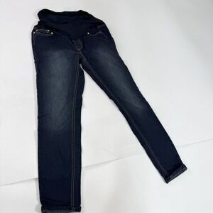Love2Love Maternity Jeans Womens Medium Dark Wash Over Belly Skinny Stretch
